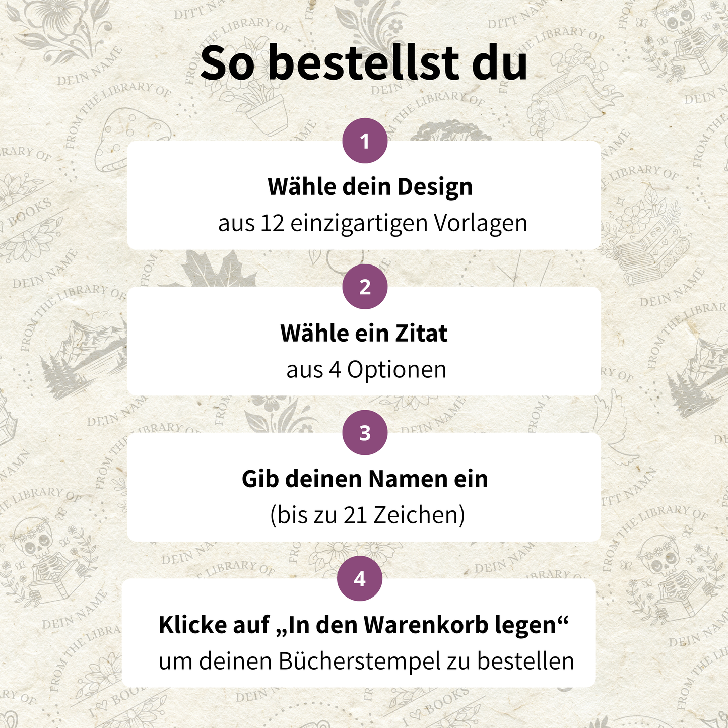 Mein BuchStempel - Persönlicher Buchstempel (Natur & Pflanzen)