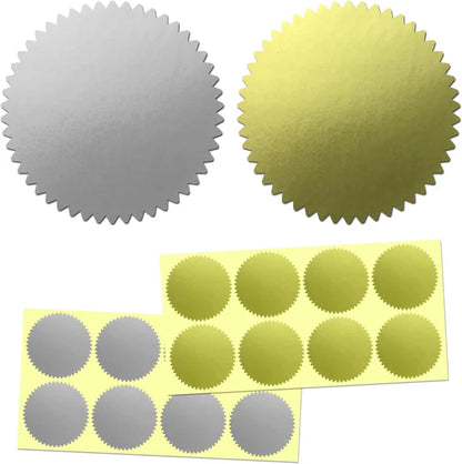 100er-Pack Mein BuchStempel Sticker in Gold und Silber.